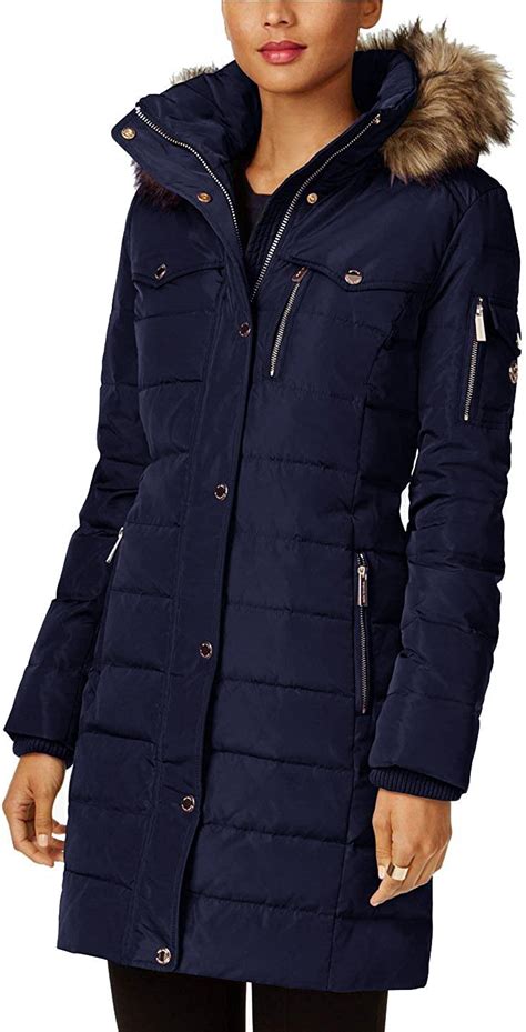 michael kors black longline puffer coat|Michael Kors navy puffer coat.